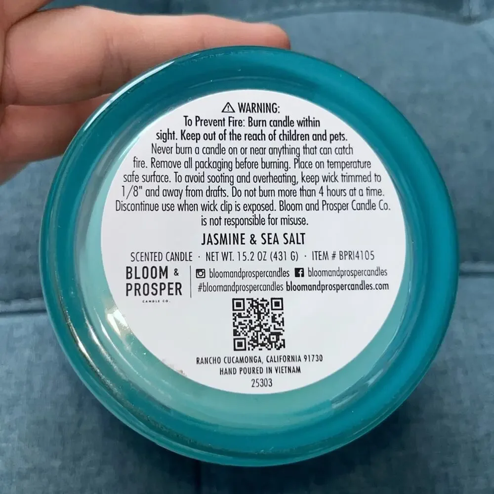 NEW! Bloom & Prosper Jasmine Sea Salt Candle 15.2 oz “He is Risen”